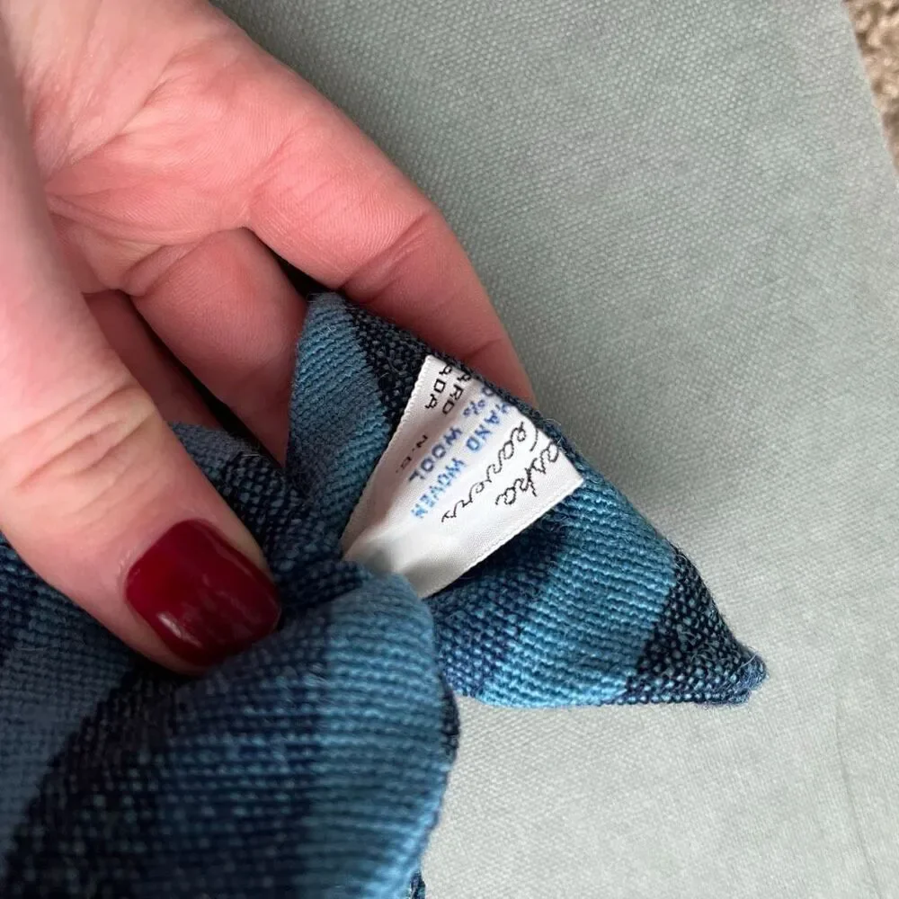 VTG Madawaska Weavers Wool Bow Tie Blue Plaid Hand Woven Canada